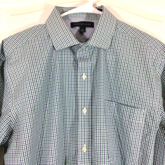 Tommy Hilfiger Mens Dress Shirt Size 16 34-35 L Button Front Shirt Long Sleeve - Picture 1 of 5